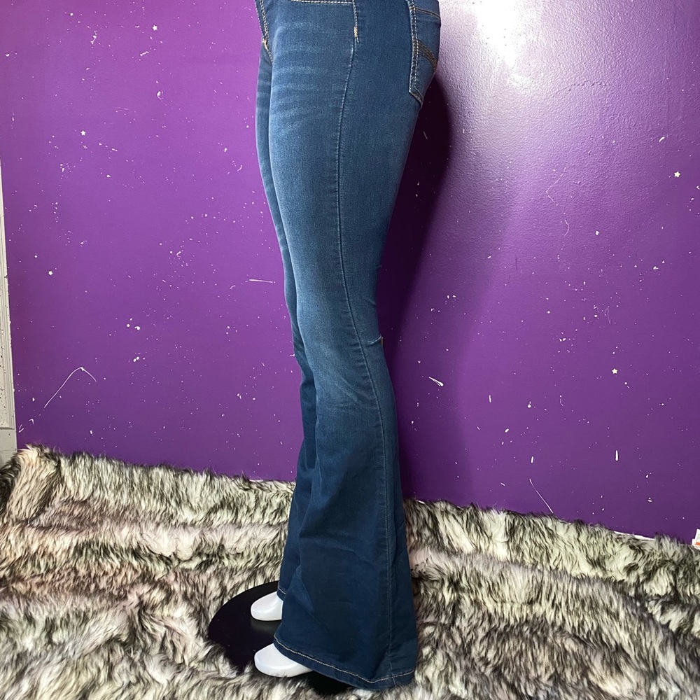 Revolt pull on, stretch, extra long, low rise flare jeans